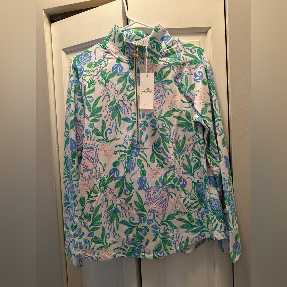 NWT LILLY PULITZER UPF 50+ SKIPPER POPOVER SIZE M RESORT WHITE JUST A PINCH
